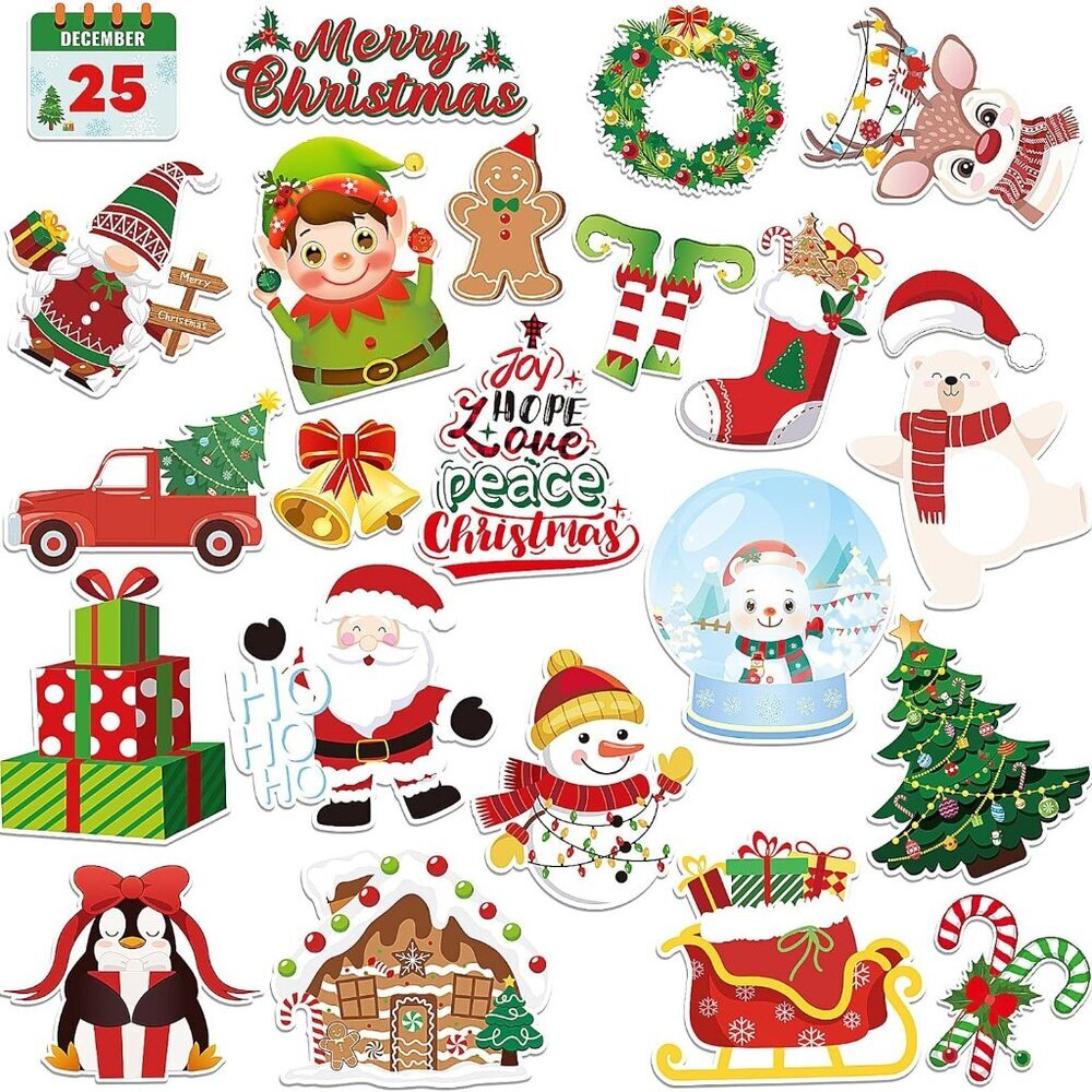 Christmas Magnetic Stickers, 22pcs Xmas Snowman Santa Gingerbread Car Magnets Ho